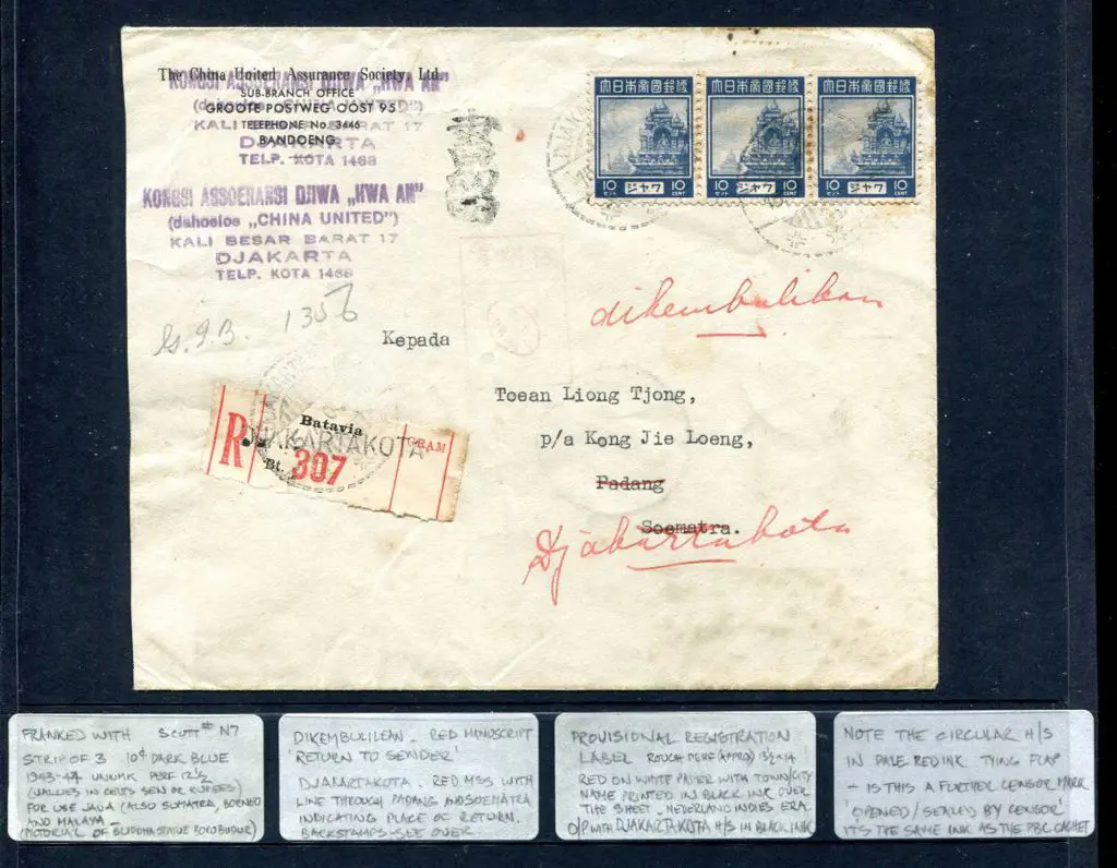 Japan - Occupation of Netherlands 1949 Registered ... Image 1++