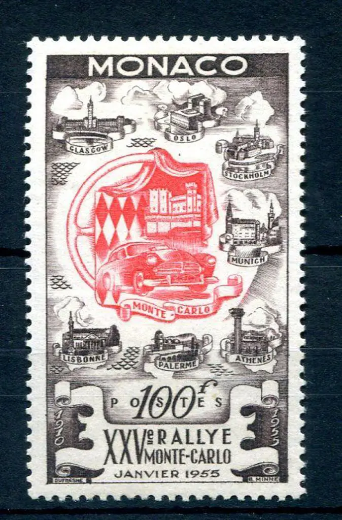 Monaco 1955 100f Monte Carlo Rally. Fine MVLH. SG ... Image 1++