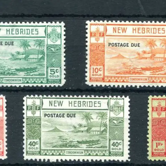 New Hebrides 1938 5c to 1f "POSTAGE DUE" ovpts. ...
