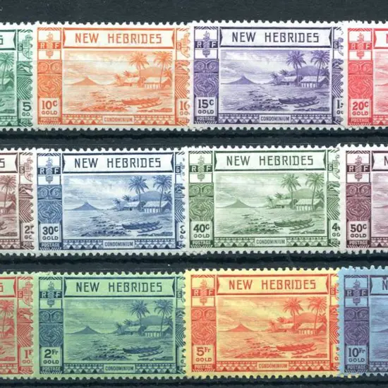 New Hebrides 1938 Gold Currency set of 12 to 10f. ...