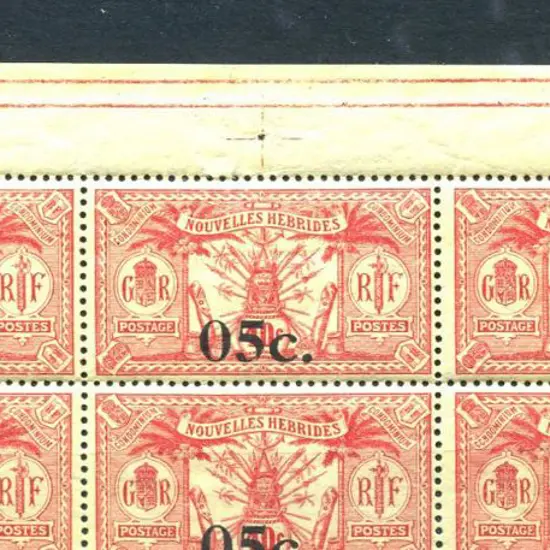 New Hebrides - French 1921 "05¢." on 40¢ in top ...