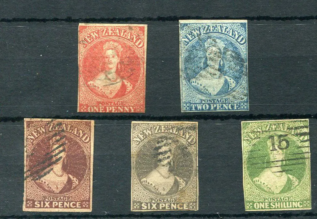 New Zealand 1862/63 1d orange-vermilion, 2d blue, ... Image 1++