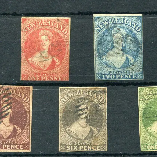 New Zealand 1862/63 1d orange-vermilion, 2d blue, ...