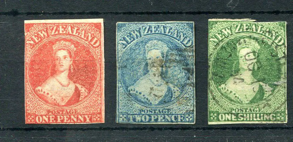 New Zealand 1864 1d carmine-vermilion with "NZ" ... Image 1++