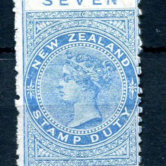 New Zealand 1895 7/- pale blue QV postal fiscal, ...