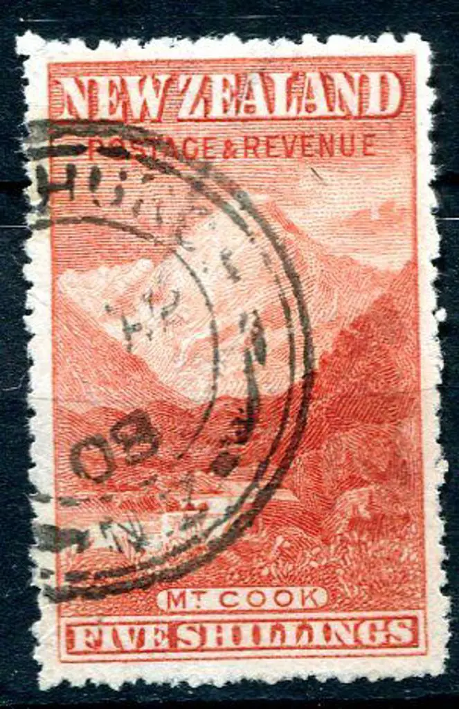 New Zealand 1902/07 5/- Mt Cook, perf. 14. Fine ... Image 1++