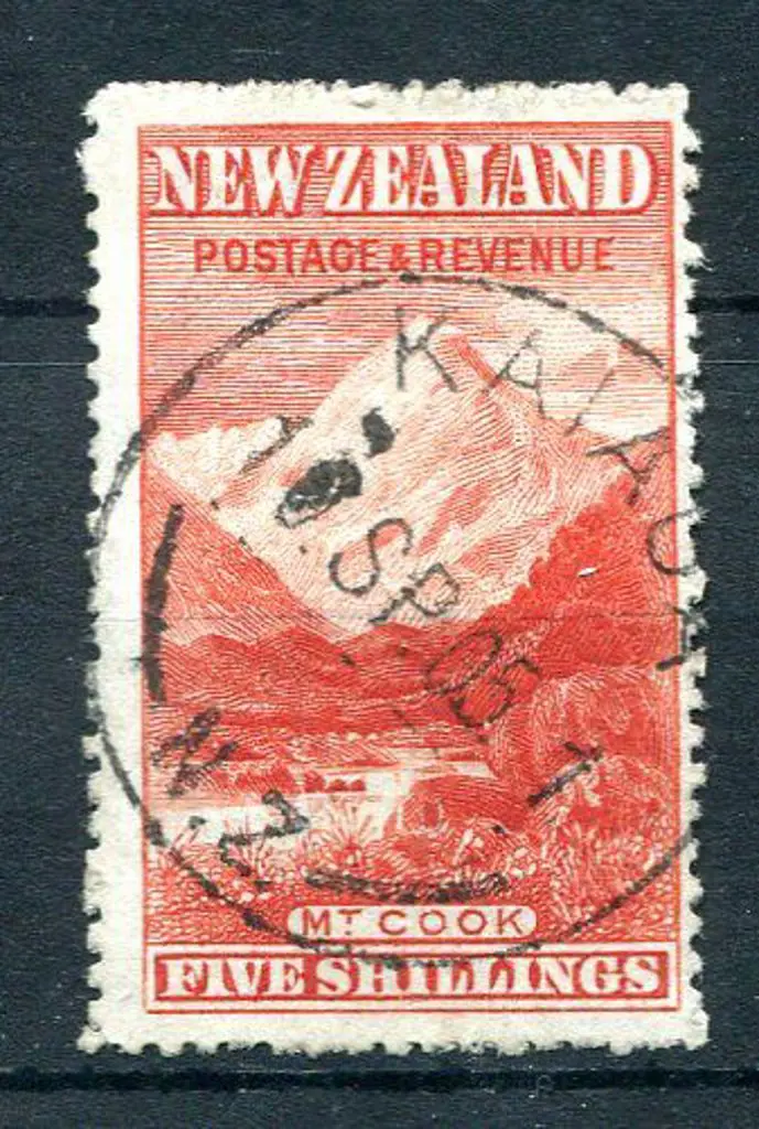 New Zealand 1902/07 5/- deep red, perf 14 with ... Image 1++