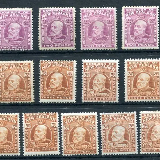 New Zealand 1909 2d mauve in various shades x 6 & ...