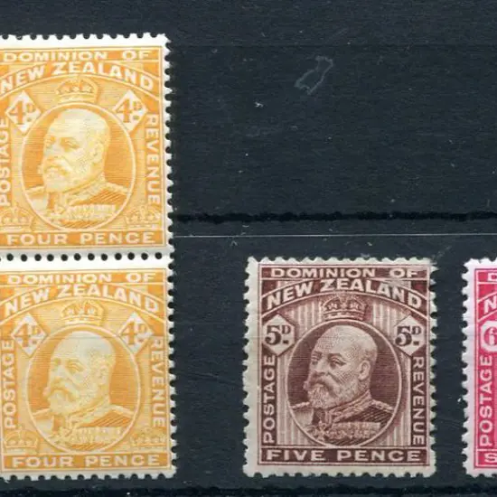 New Zealand 1909/16 4d yellow MUH/MLH block of 4 ...