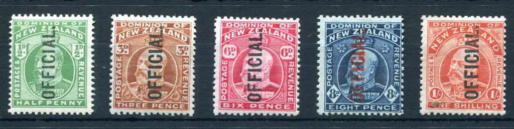 New Zealand 1910/16 KEVII "OFFICIAL" ovptd set pf ... Image 1++