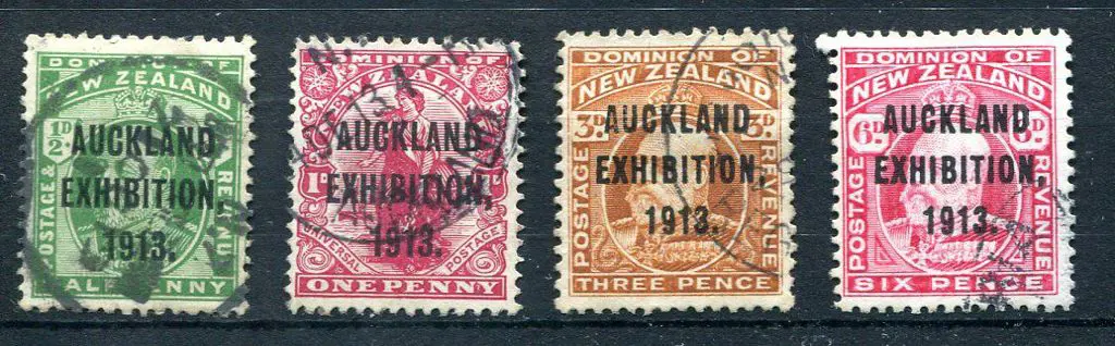 New Zealand 1913 Auckland Exhibition set of 4, the ... Image 1++