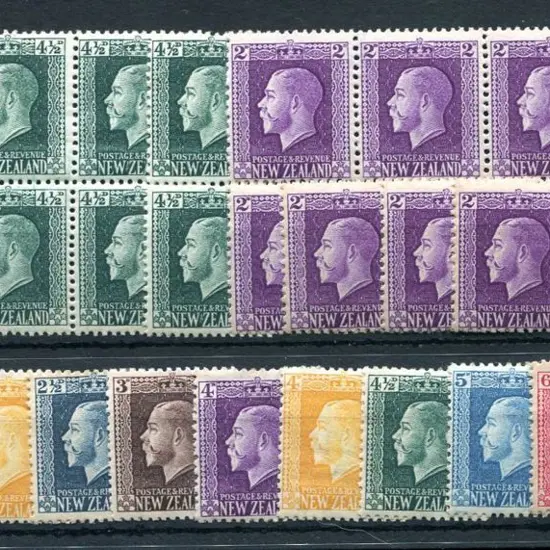 New Zealand 1915/30 1½d to 7½d KGV MUH/MLH, "two ...