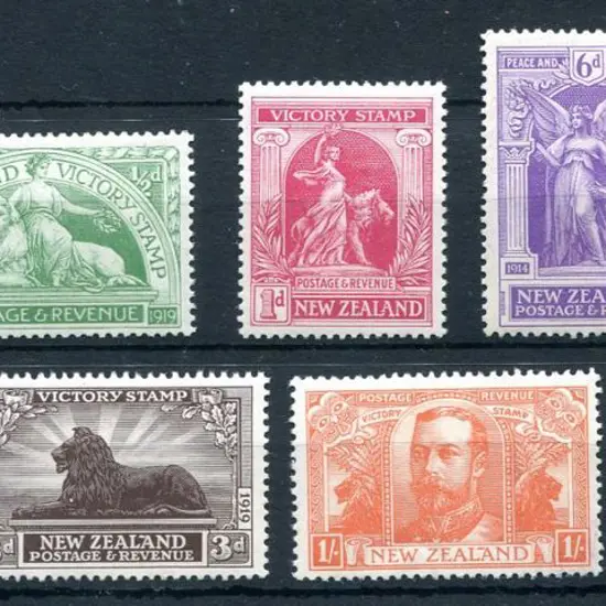 New Zealand 1920 Victory set of 6 & "2d TWOPENCE" ...
