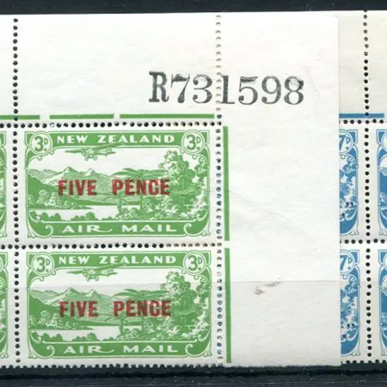 New Zealand 1931 "FIVE PENCE" on 3d Air in top ...
