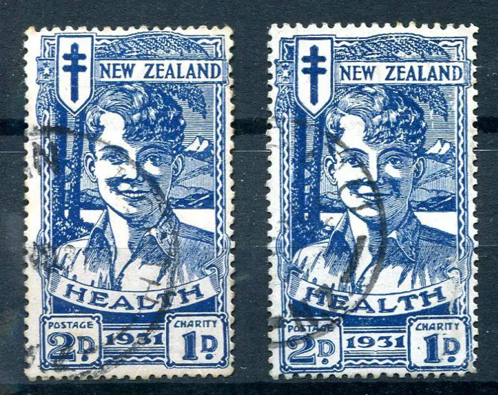 New Zealand 1931 2d & 1d blue "Smiling Boy" Health ... Image 1++