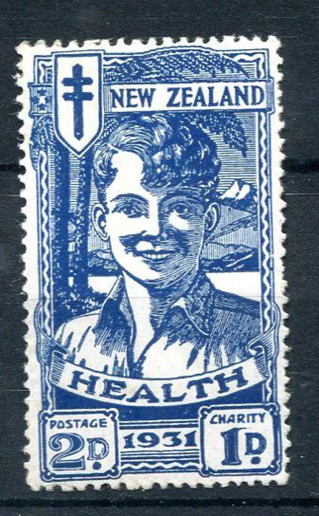 New Zealand 1931 2d blue "Smiling Boy" Health. MLH ... Image 1++
