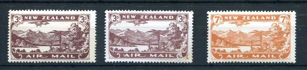 New Zealand 1931 3d Airmail perf. 14x15 (SG 548a) ... Image 1++