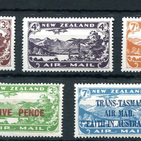 New Zealand 1931 Airmails set of 3 plus "FIVE ...