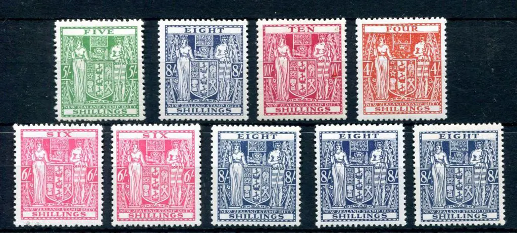 New Zealand 1931/40 5/- (SG 149), 8/- (SG F153), ... Image 1++