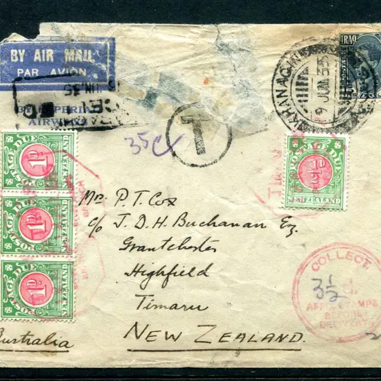 New Zealand 1935 (9th June) "By Imperial Airways" ...