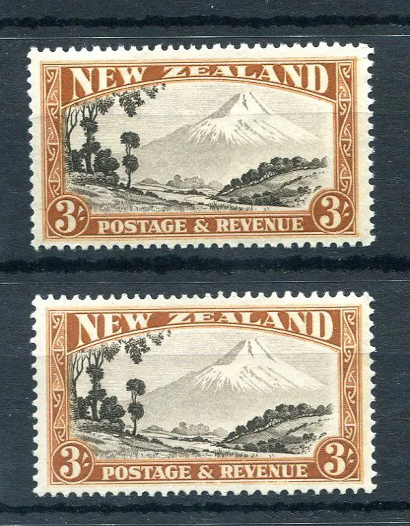 New Zealand 1935/36 3/- Mt Egmont, single wmk ... Image 1++