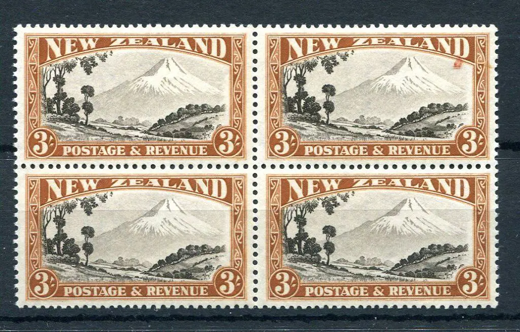 New Zealand 1935/36 3/- Mt Egmont, single wmk, ... Image 1++