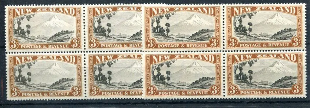 New Zealand 1936/42 3/- Mt Egmont, mult wmk, perf. ... Image 1++