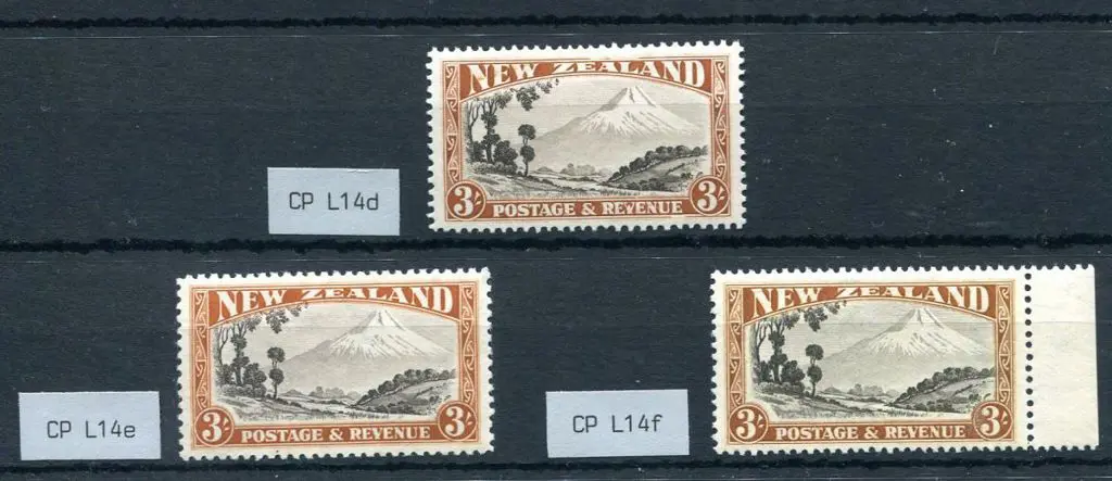 New Zealand 1936/42 3/- Mt Egmont, mult wmk, perf. ... Image 1++