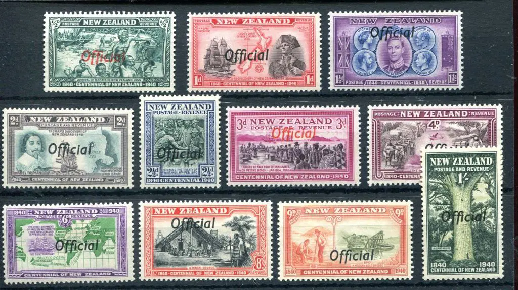 New Zealand 1940 Centennial set of 11 ovptd ... Image 1++