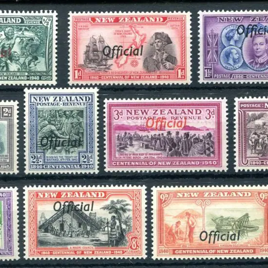 New Zealand 1940 Centennial set of 11 ovptd ...