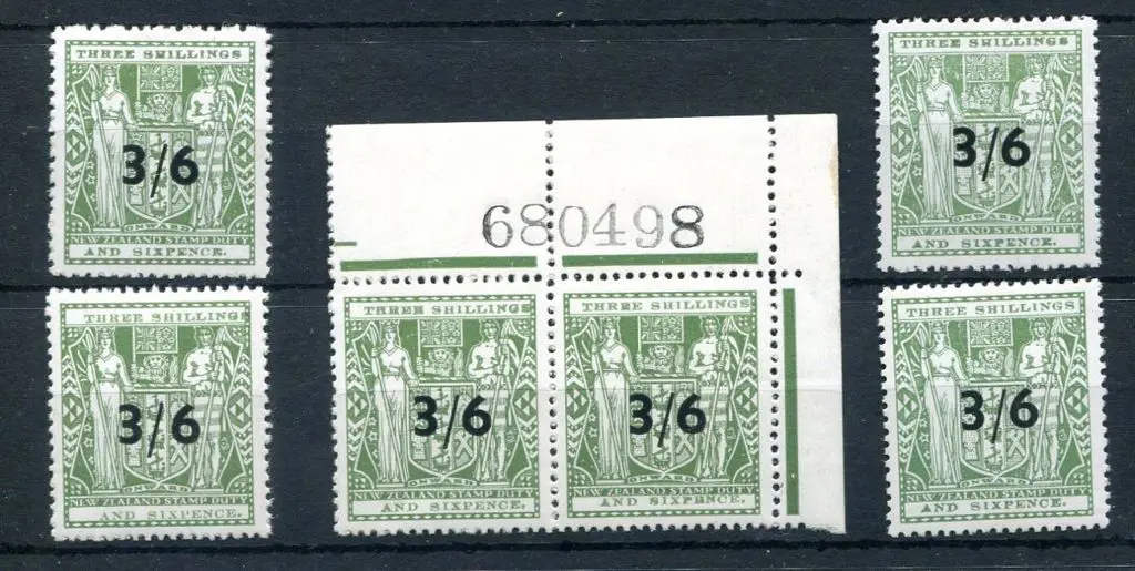 New Zealand 1940/58 "3/6" ovptd surcharged pair ... Image 1++