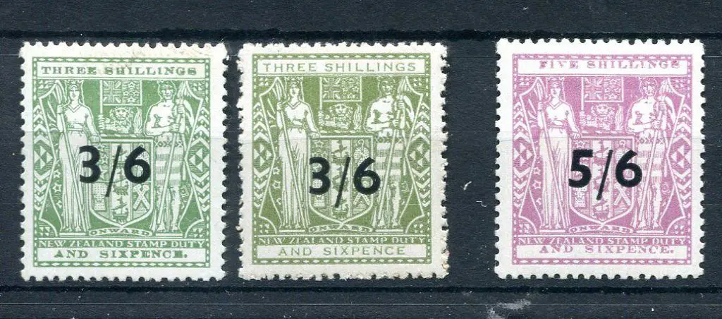 New Zealand 1940/58 "3/6" surcharges both with & ... Image 1++