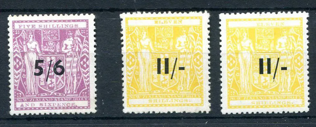 New Zealand 1940/58 5/6d & 11/- (2) surcharges ... Image 1++