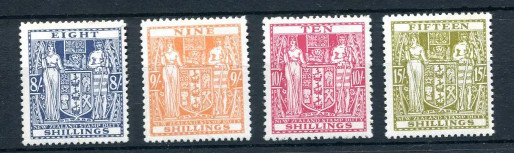 New Zealand 1940/58 8/-, 9/-, 10/- & 15/- Arms, ... Image 1++