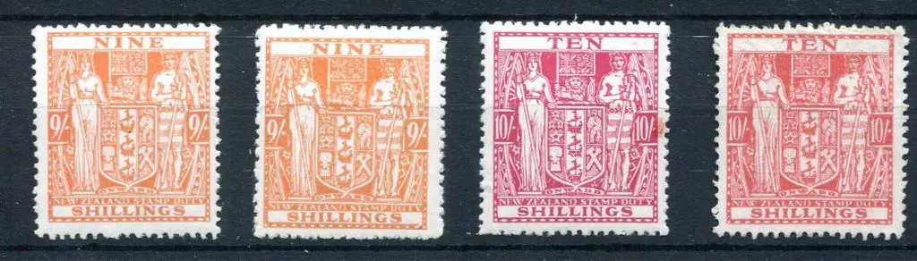 New Zealand 1940/58 9/- & 10/- Arms x 2 each, one ... Image 1++
