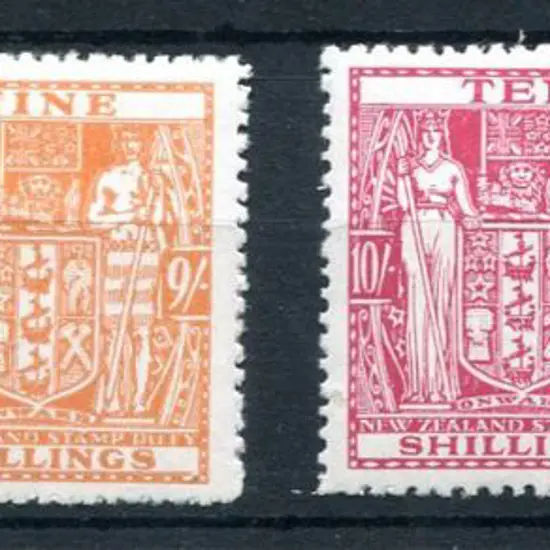 New Zealand 1940/58 9/- & 10/- Arms x 2 each, one ...