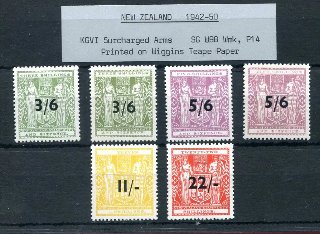 New Zealand 1942/50 3/6d & 5/6d with both upright ... Image 1++