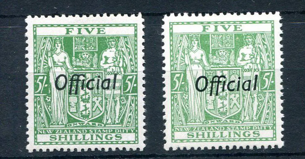 New Zealand 1943/50 5/- Arms, mult NZ & stars ... Image 1++
