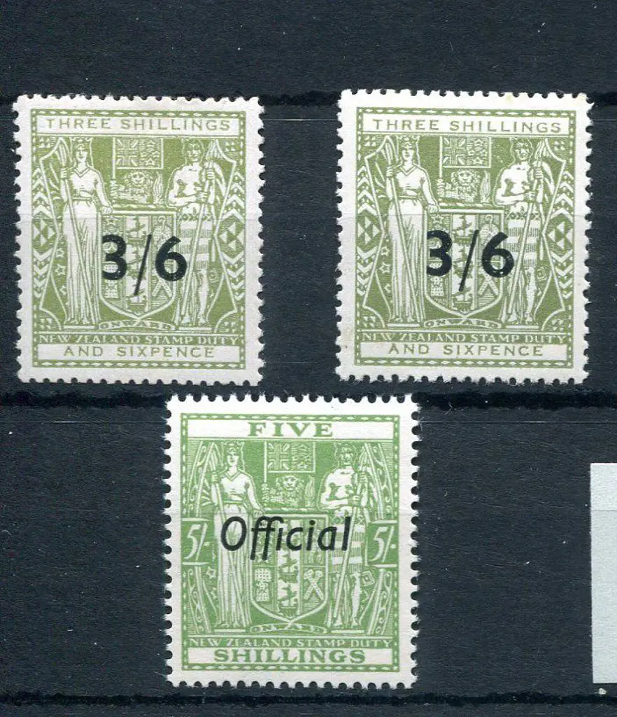 New Zealand 1953 "3/6d" on 3/6d Arms on Wiggins ... Image 1++
