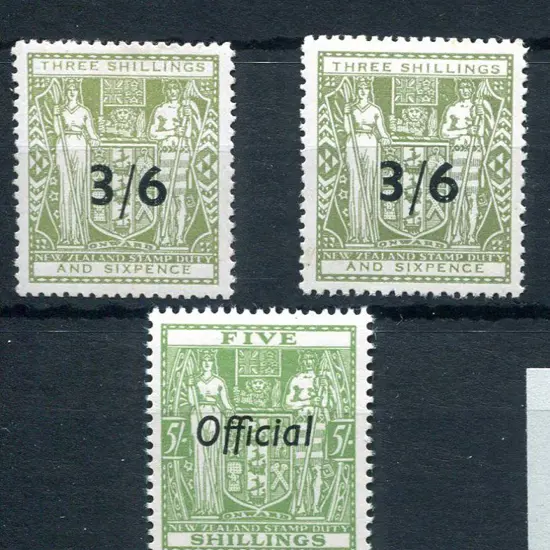 New Zealand 1953 "3/6d" on 3/6d Arms on Wiggins ...