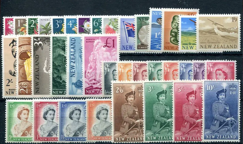 New Zealand 1953 QEII defins set of 16 to 10/- & ... Image 1++