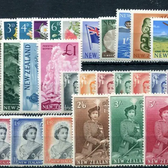New Zealand 1953 QEII defins set of 16 to 10/- & ...