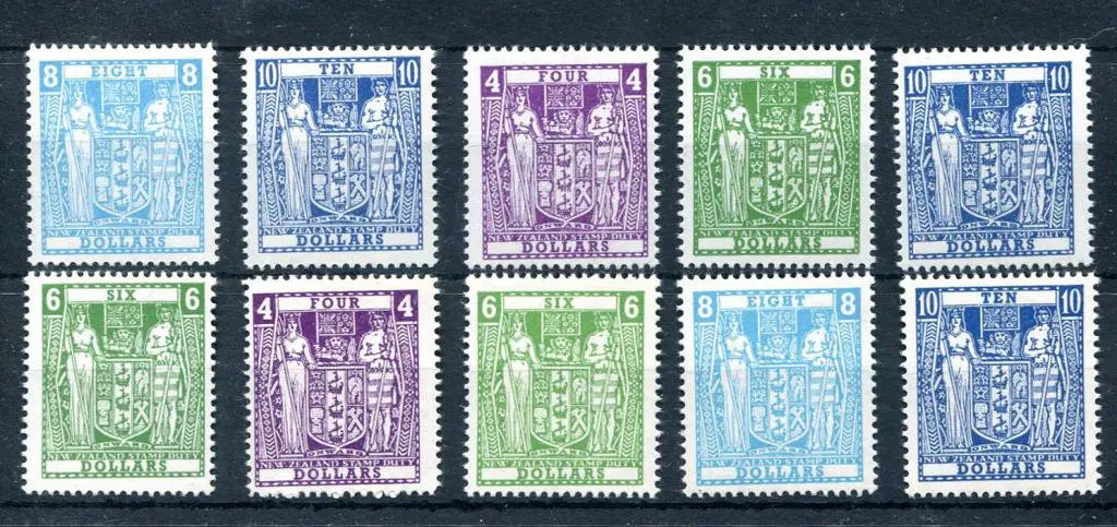New Zealand 1967/84 Postal fiscals, wmk sideways ... Image 1++