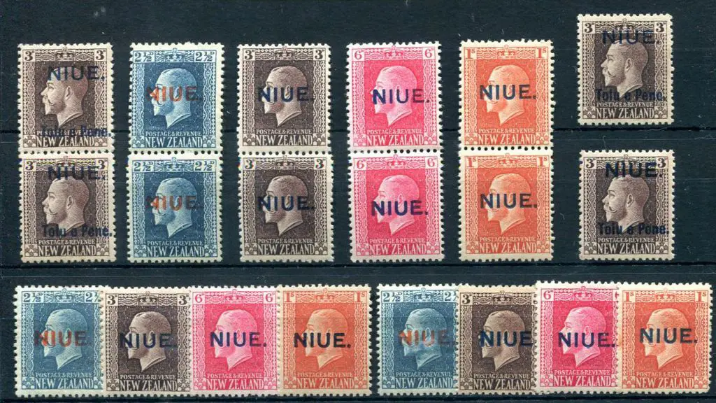 New Zealand-Niue 1917/21 2½d to 1/- "NIUE." ovpts ... Image 1++