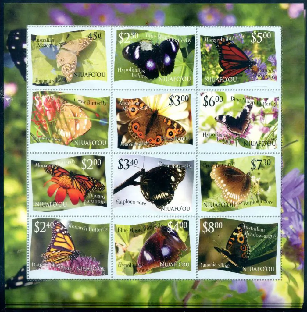 Niuafo'ou 2012 Butterflies M/S containing set of ... Image 1++