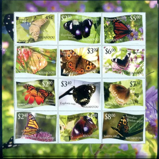 Niuafo'ou 2012 Butterflies M/S containing set of ...