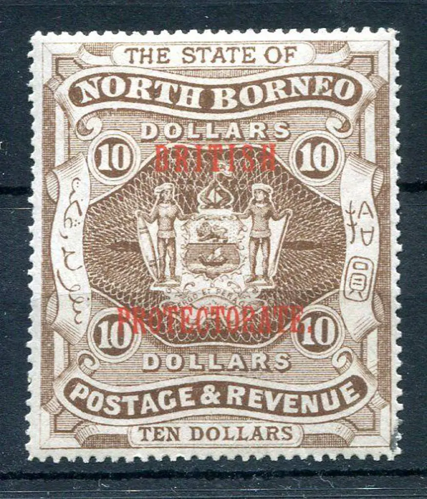 North Borneo 1901/05 $10 brown (SG 86) ovptd ... Image 1++