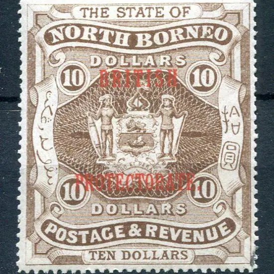 North Borneo 1901/05 $10 brown (SG 86) ovptd ...
