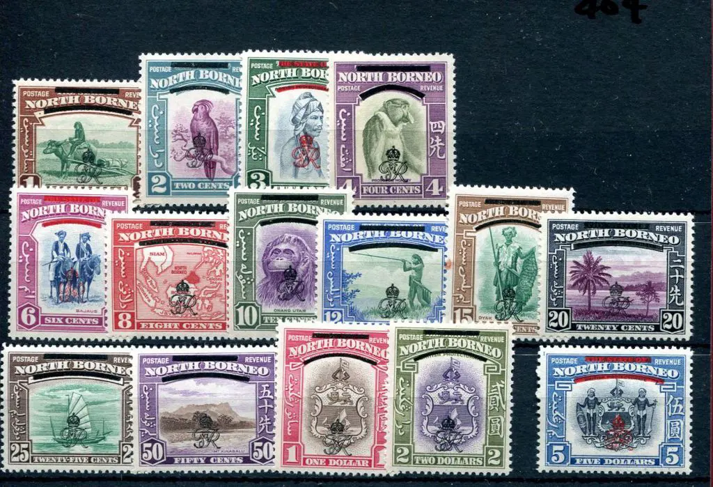 North Borneo 1947 Crown Colony set of 15 to $5. ... Image 1++