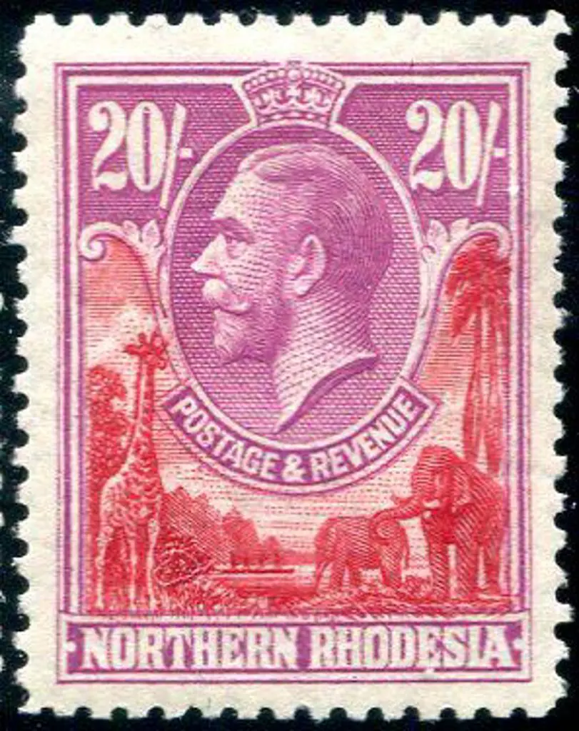Northern Rhodesia 1925/29 20/- carmine red & ... Image 1++